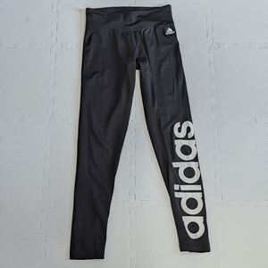 Adidas Leggings Women Small Black White Print Athletic Work Out Athleisure